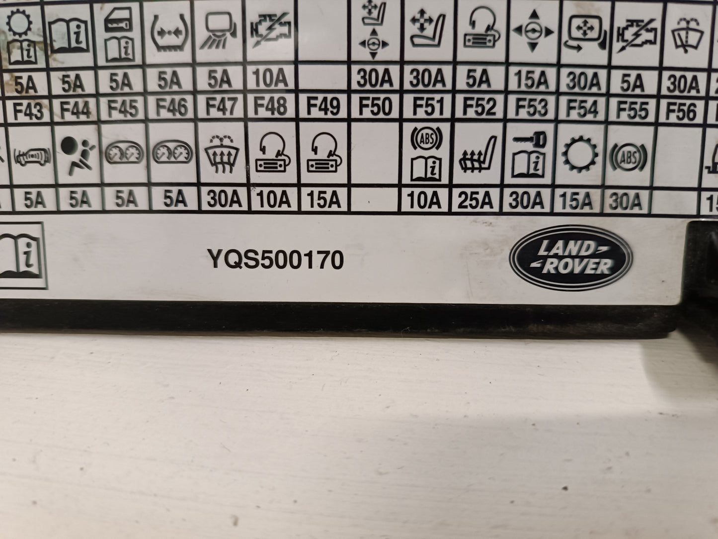 Coperchio Fusibili Range Rover L322 Cod. YQS500170